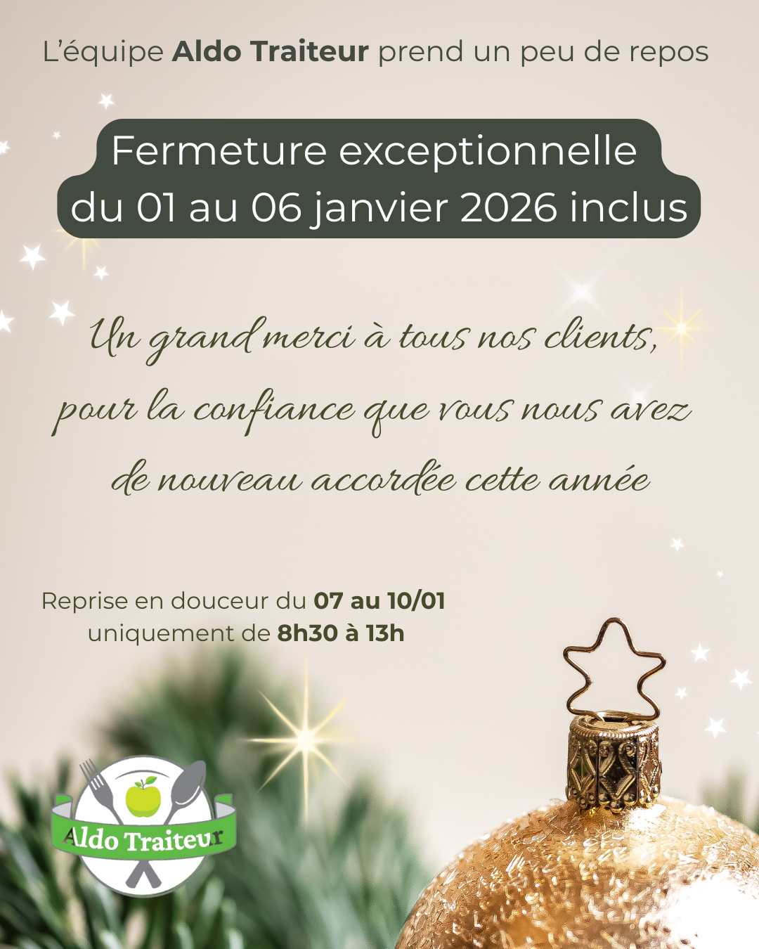 Fermeture exceptionnelle